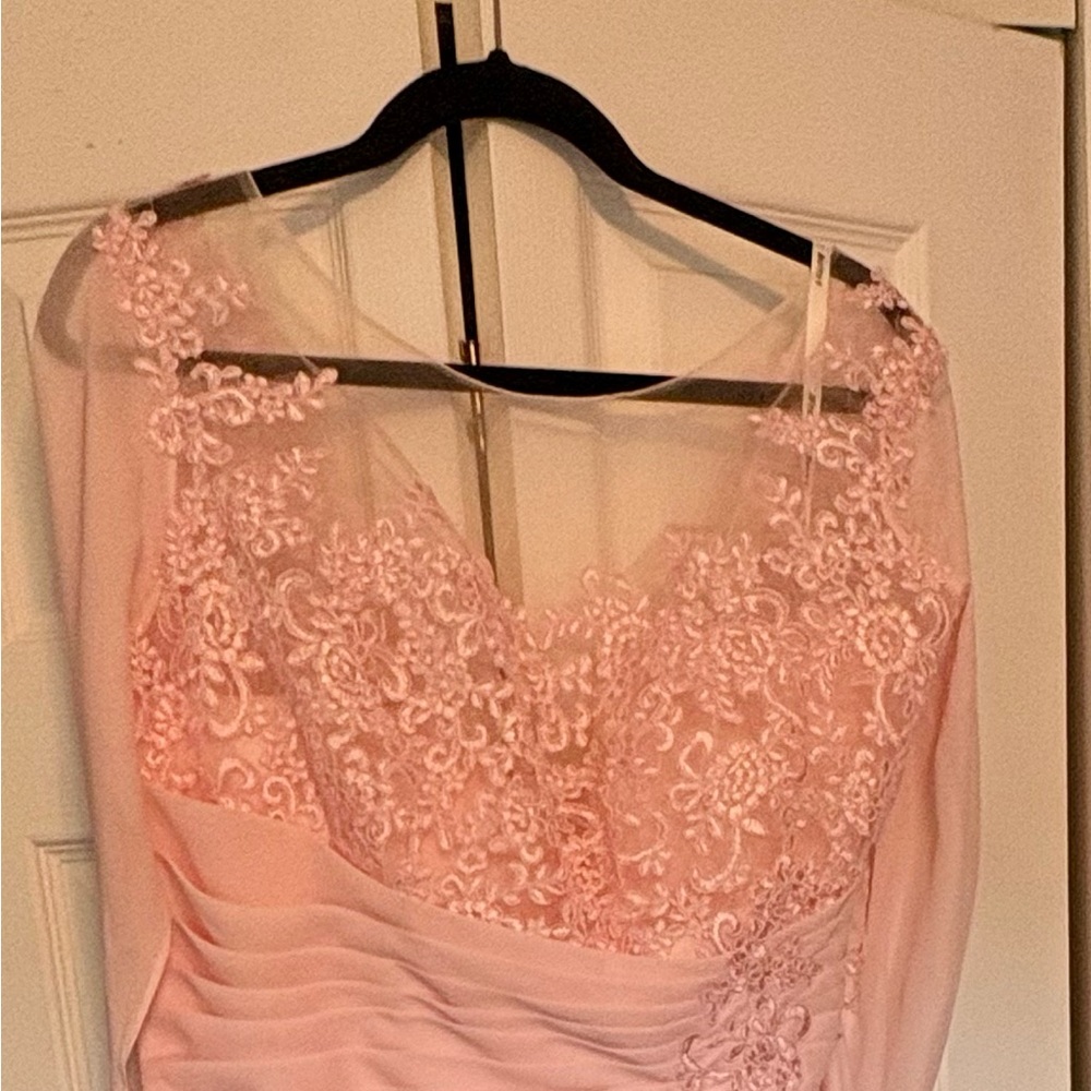 Elegant Pink Gown with Floral Detail